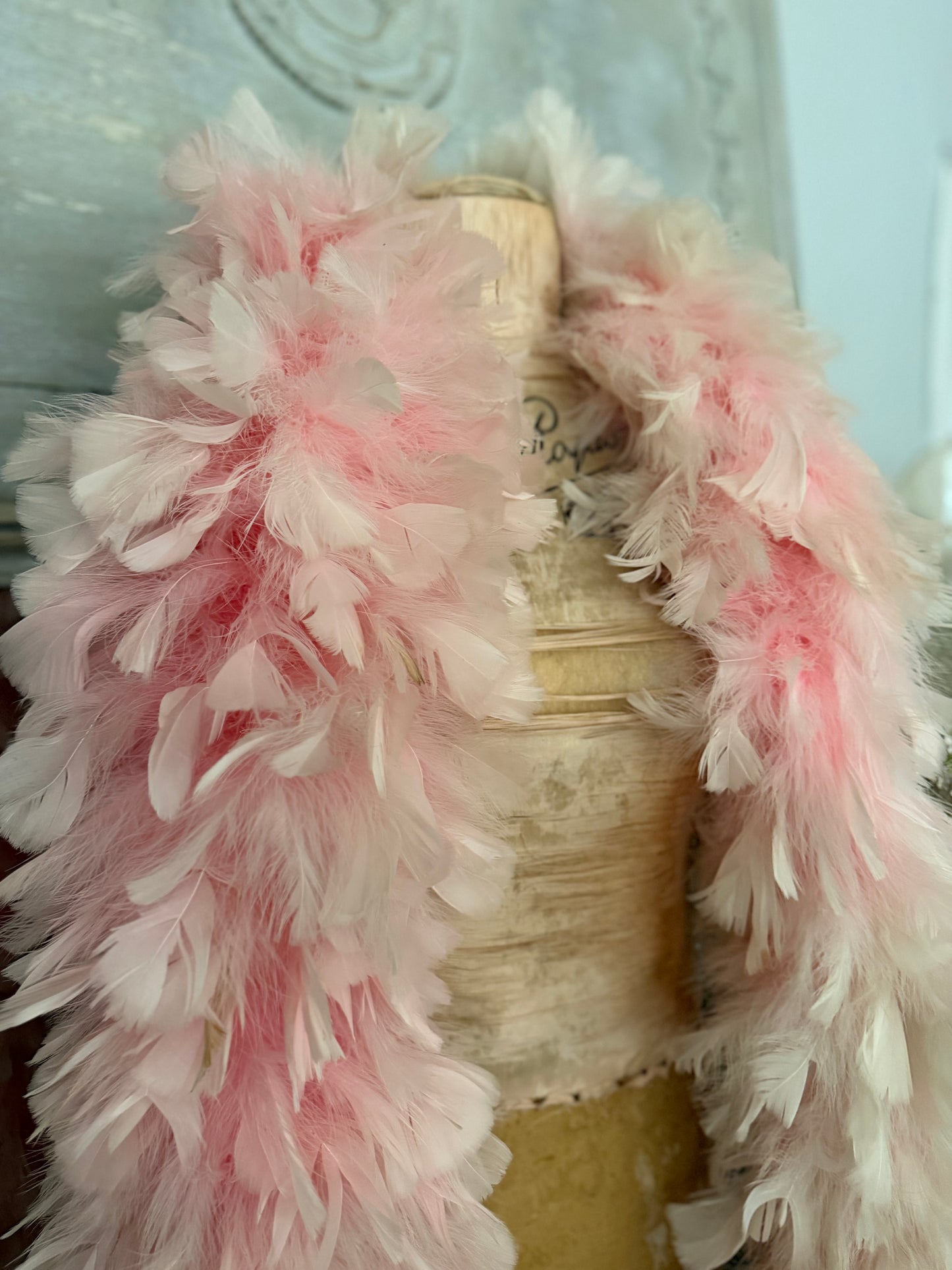 Vintage Pink Full Feather Showgirl Boa Garland