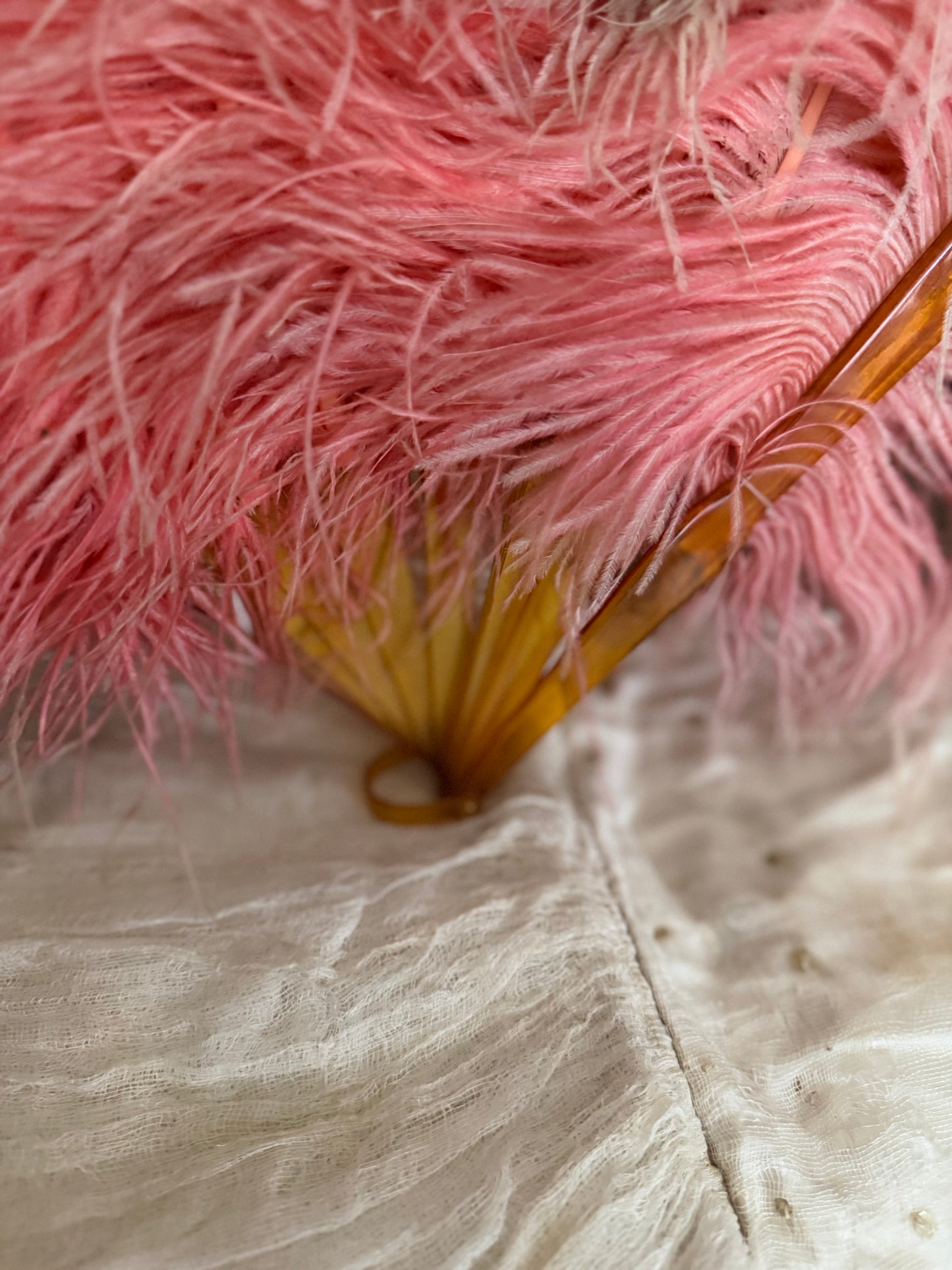XL Antique Pink Ombre Ostrich Feather Fan