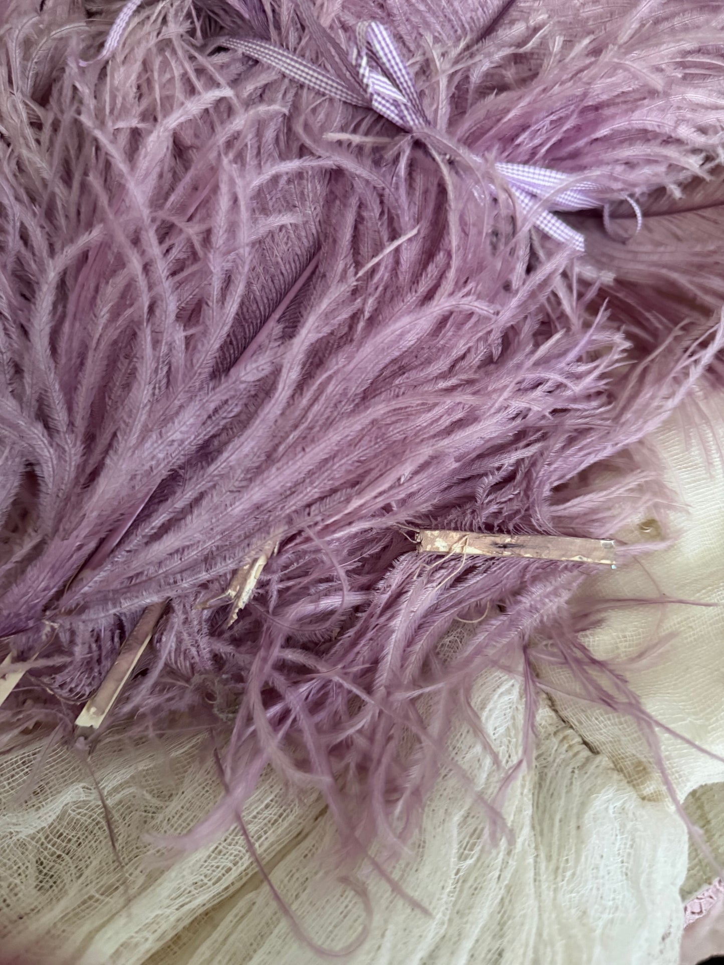 Antique Victorian Lavender Ostrich Feather Millinery