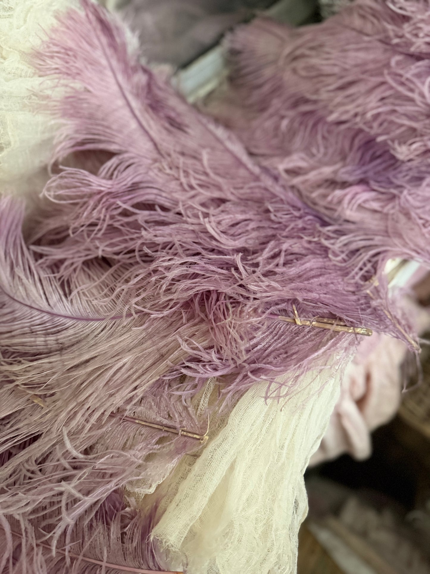 Antique Victorian Lavender Ostrich Feather Millinery