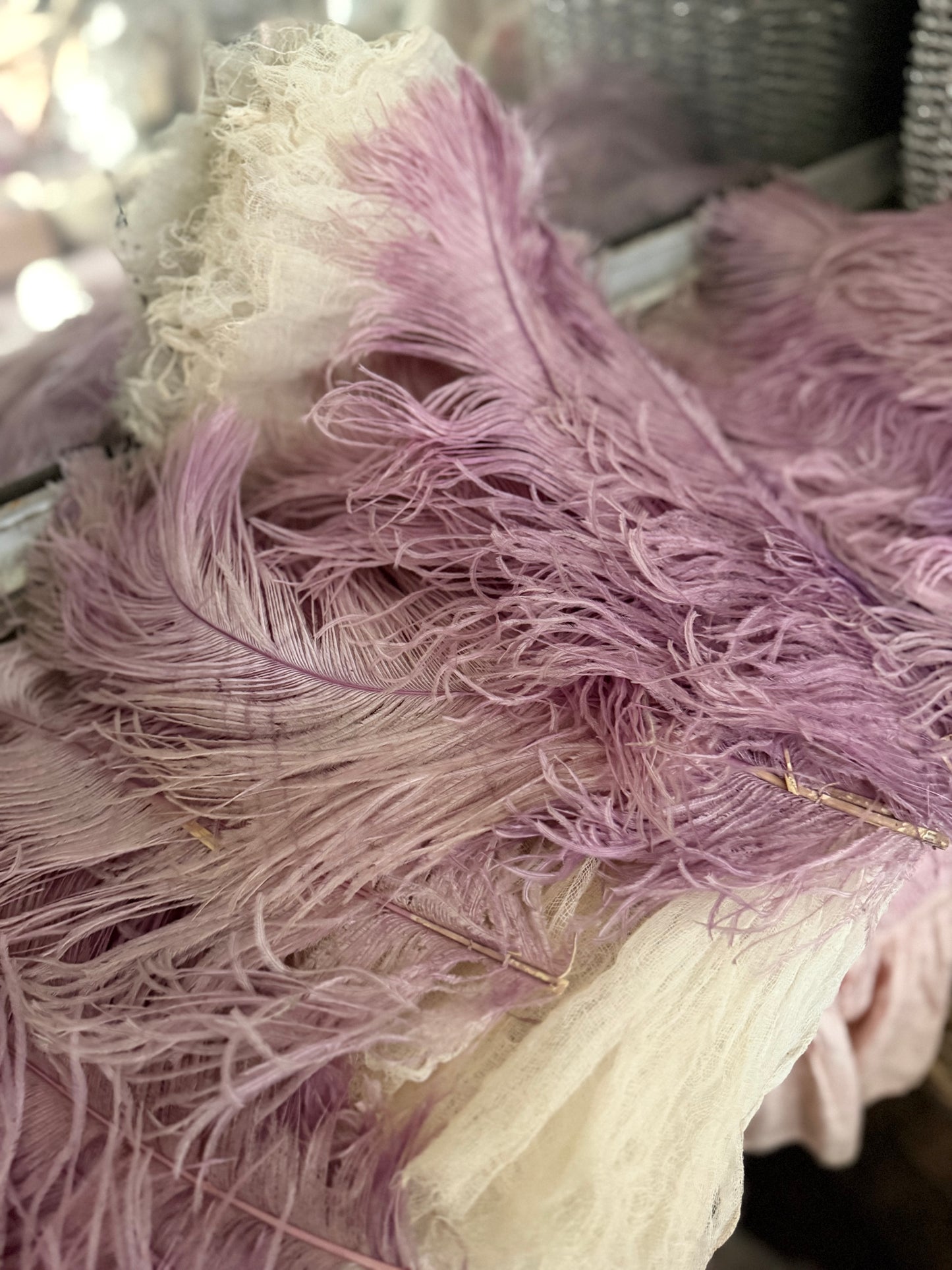 Antique Victorian Lavender Ostrich Feather Millinery