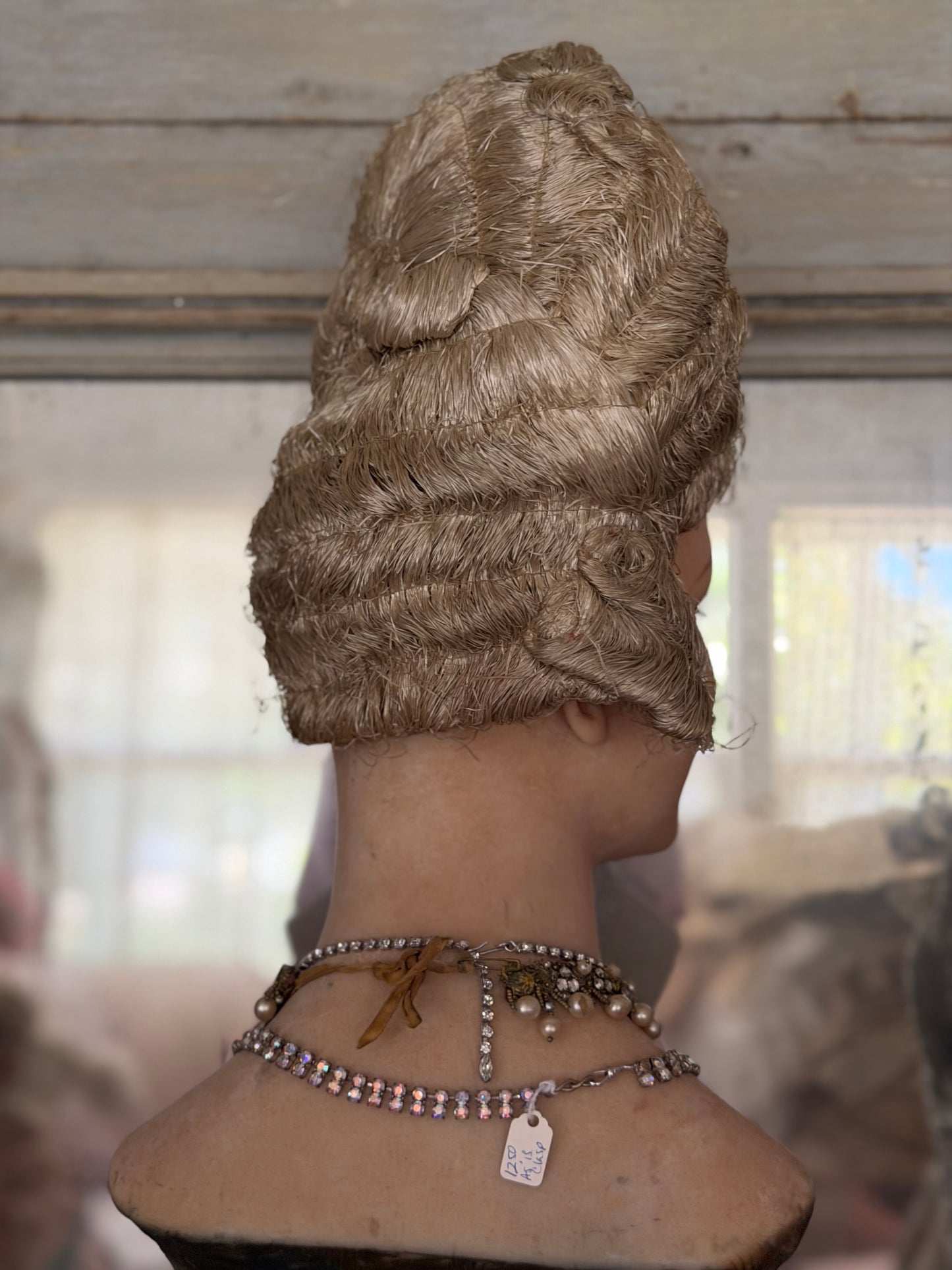 Antique French Jeanne SAUNAL Costume Theater 1920's Raffia Rococo Wig