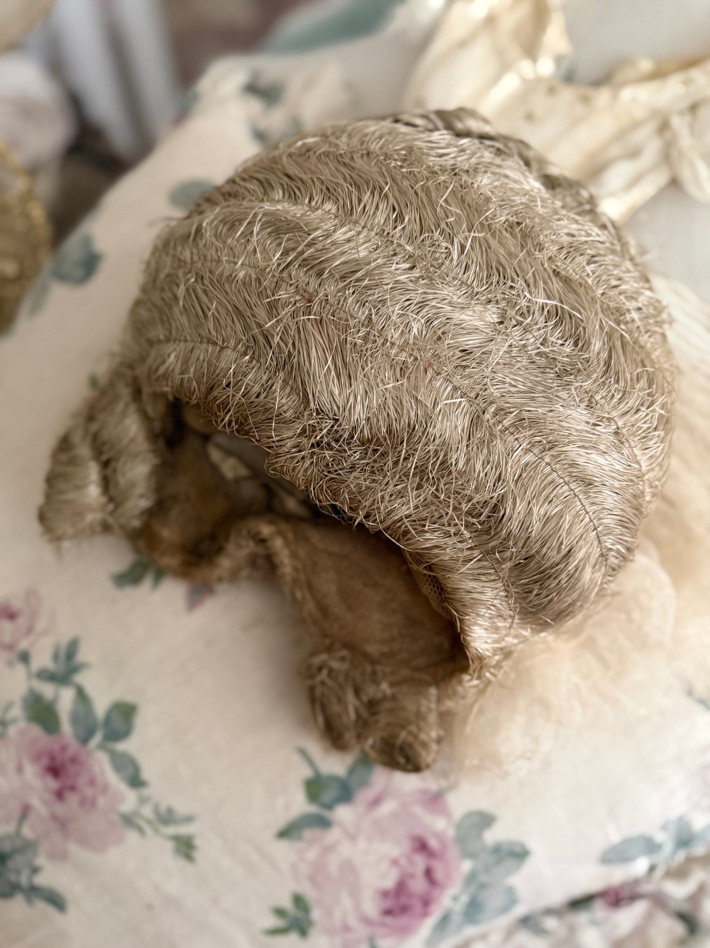 Antique French Jeanne SAUNAL Costume Theater 1920's Raffia Rococo Wig