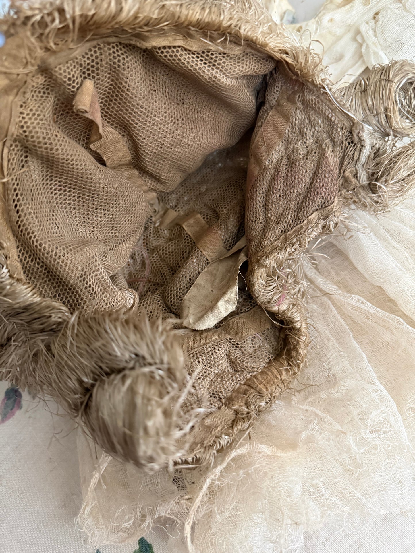 Antique French Jeanne SAUNAL Costume Theater 1920's Raffia Rococo Wig