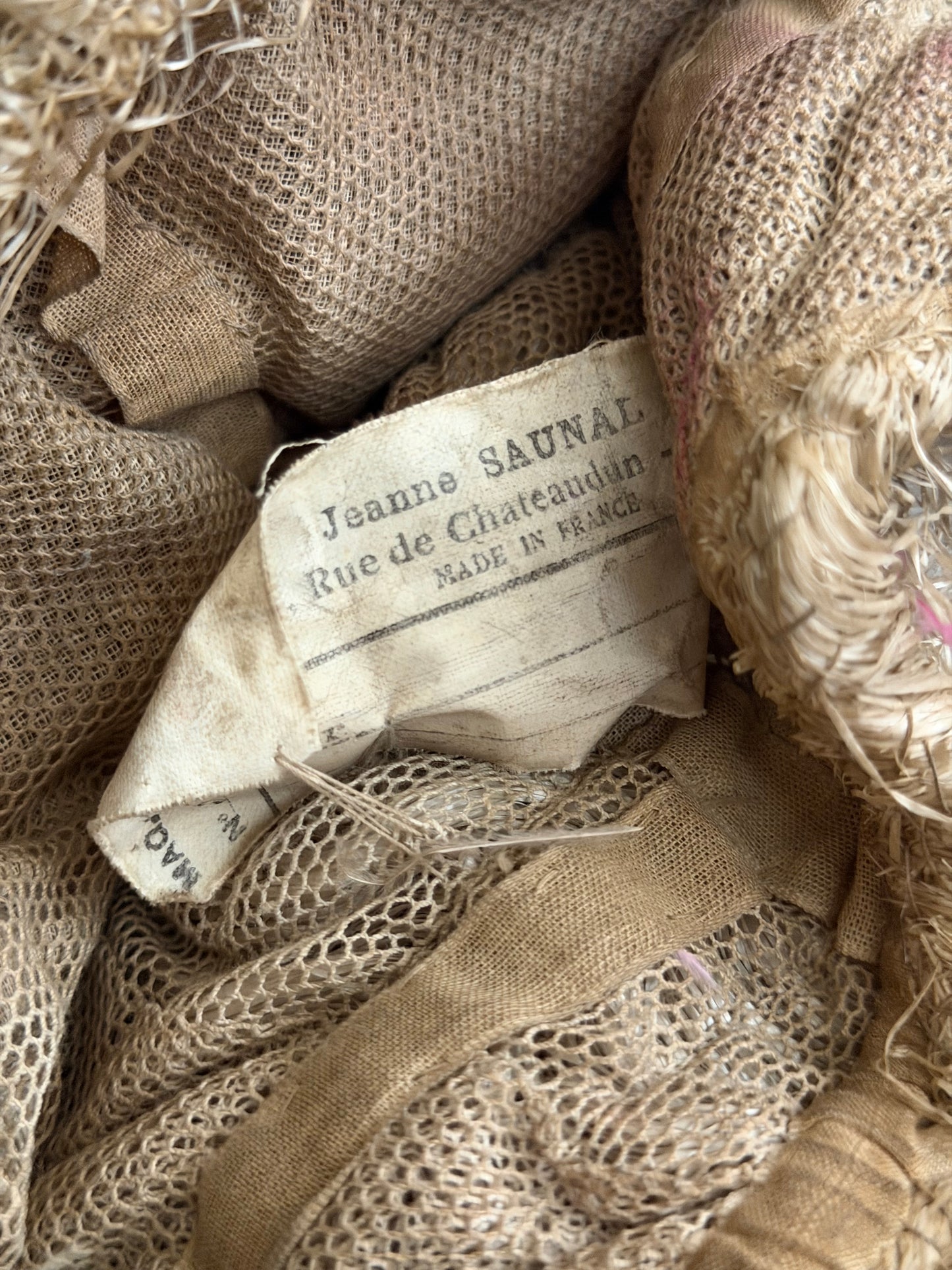 Antique French Jeanne SAUNAL Costume Theater 1920's Raffia Rococo Wig