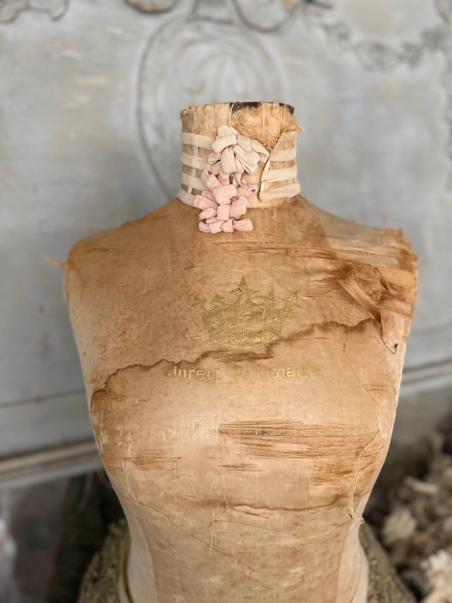 Antique Pink Velvet Gate Ribbon Rosette Collar