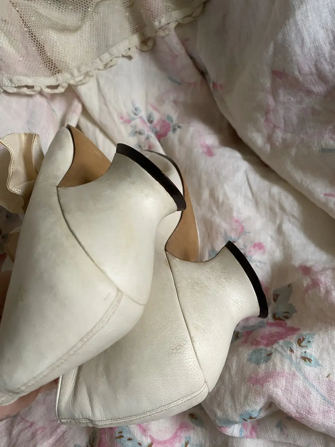 Antique Wedding Shoes Museum Deaccession Silk Bows