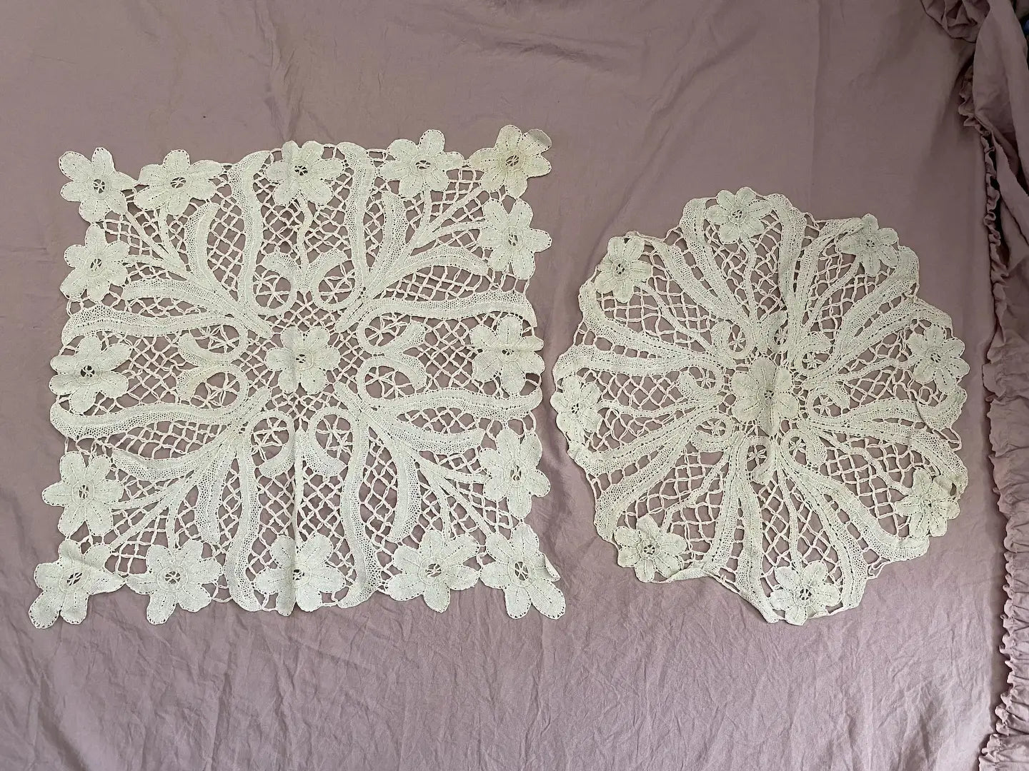 Pair Antique Lace Doilies