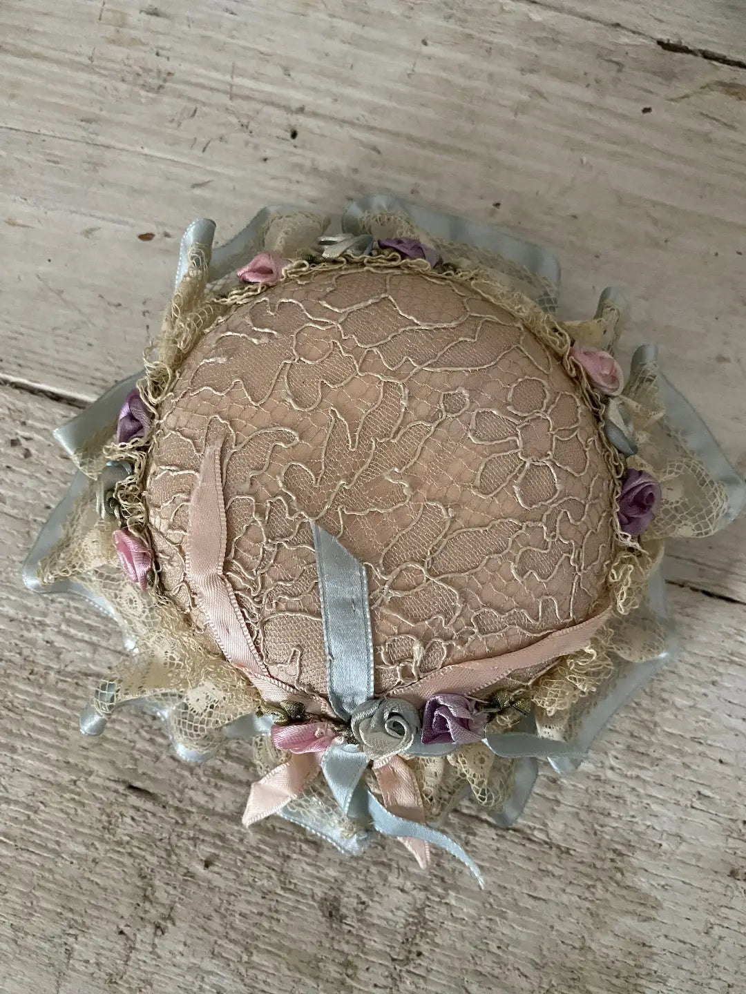 Antique Lace Silk Ribbonwork Pin Cushion