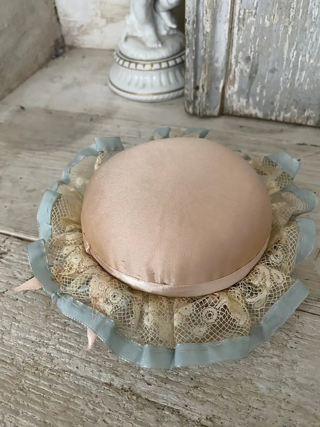 Antique Lace Silk Ribbonwork Pin Cushion