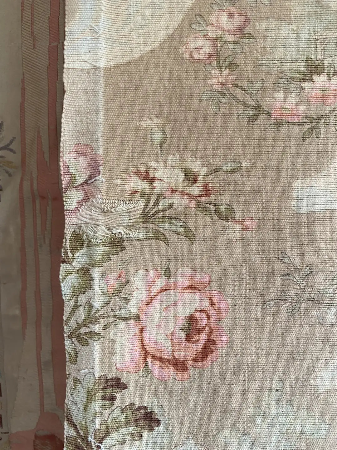 c1800 Antique French Hand Blocked Linen Fabric