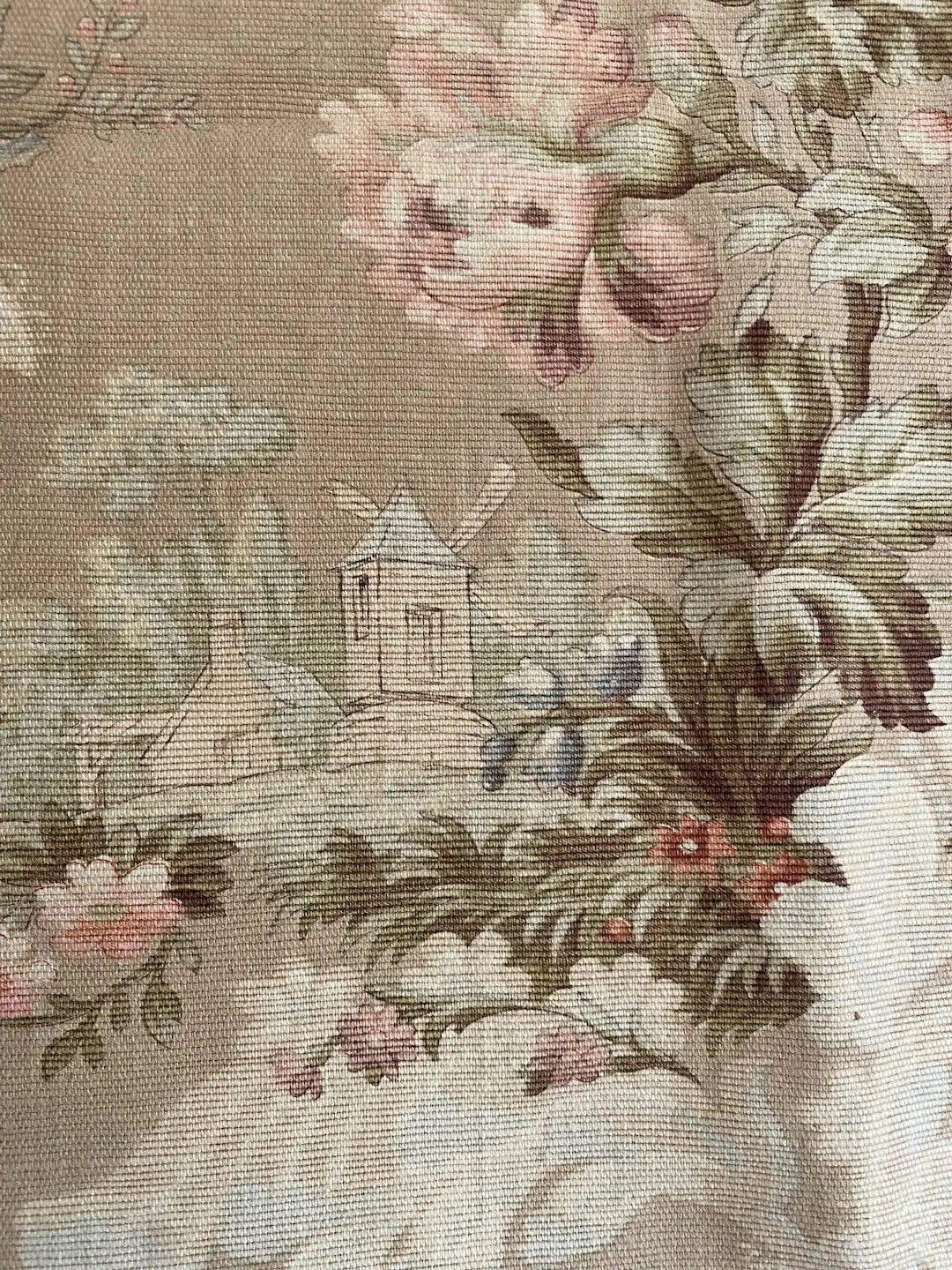 c1800 Antique French Hand Blocked Linen Fabric