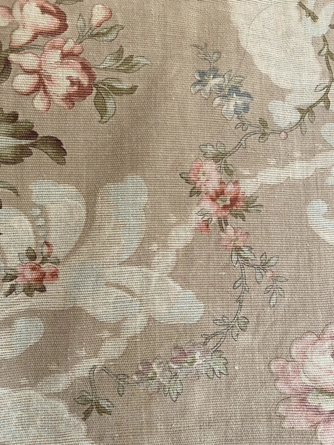 c1800 Antique French Hand Blocked Linen Fabric