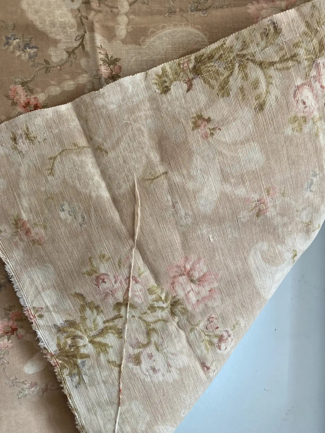 c1800 Antique French Hand Blocked Linen Fabric