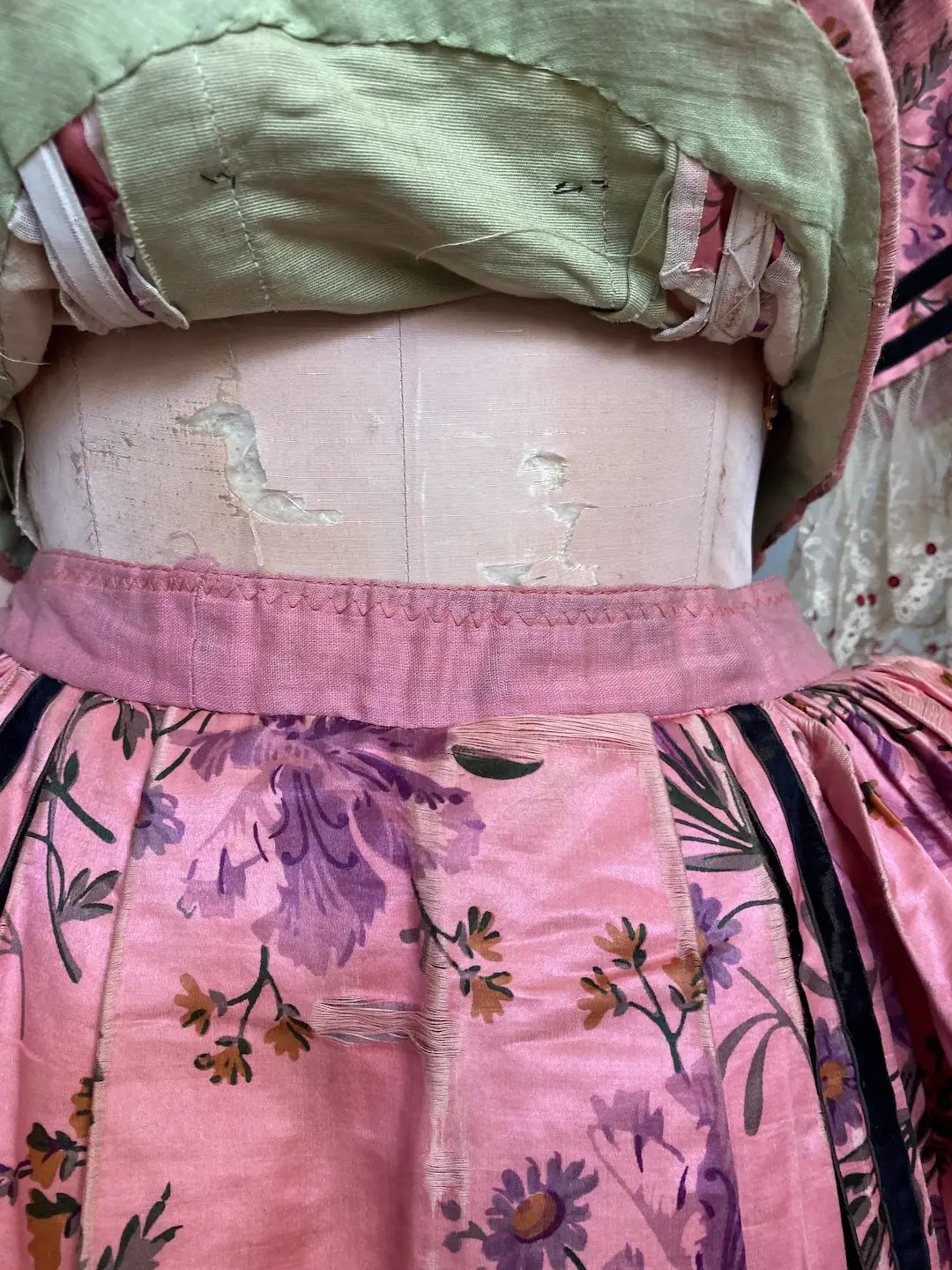 Antique French Theater Costume Pink Silk