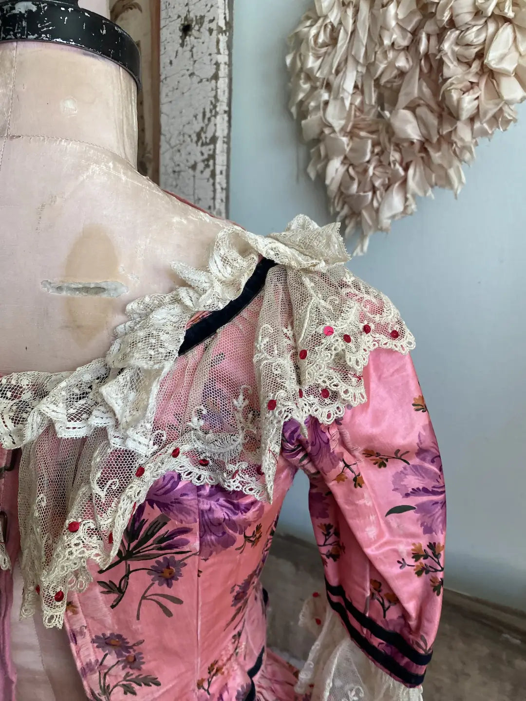 Antique French Theater Costume Pink Silk