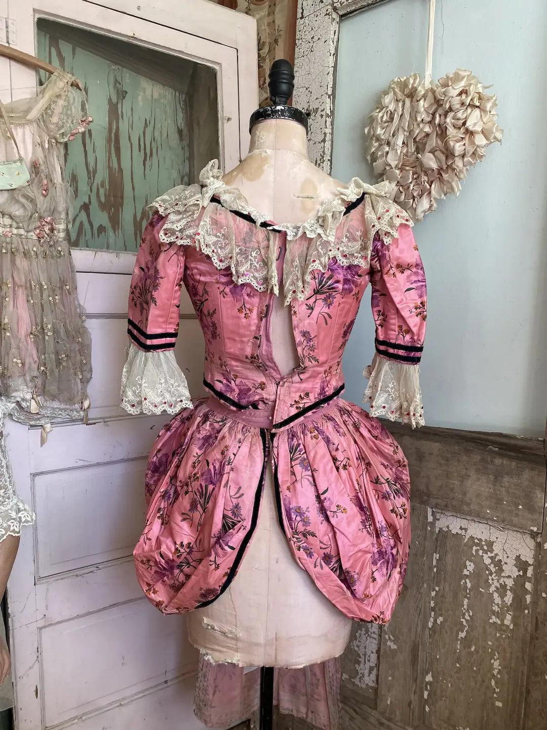 Antique French Theater Costume Pink Silk