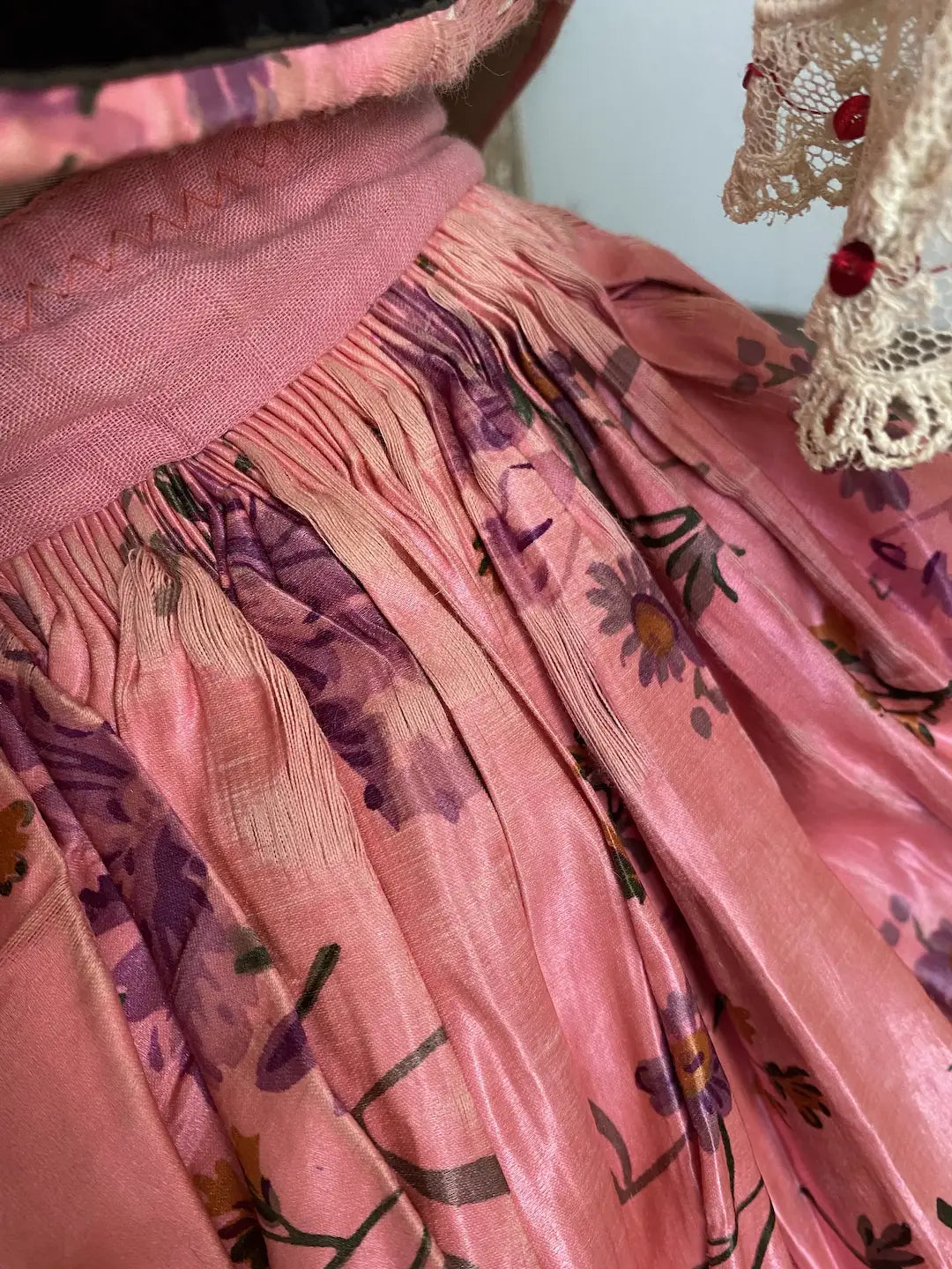 Antique French Theater Costume Pink Silk