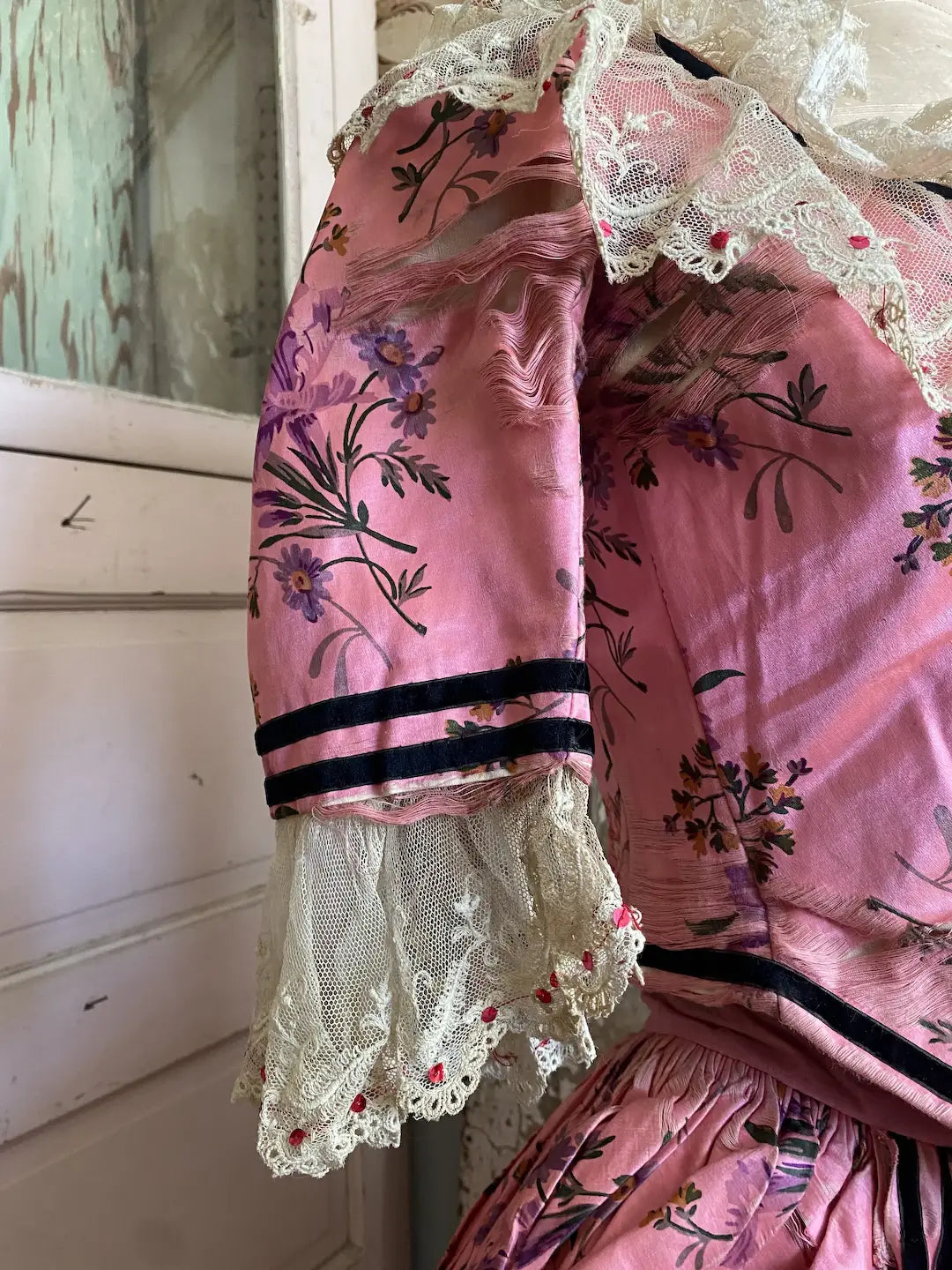 Antique French Theater Costume Pink Silk