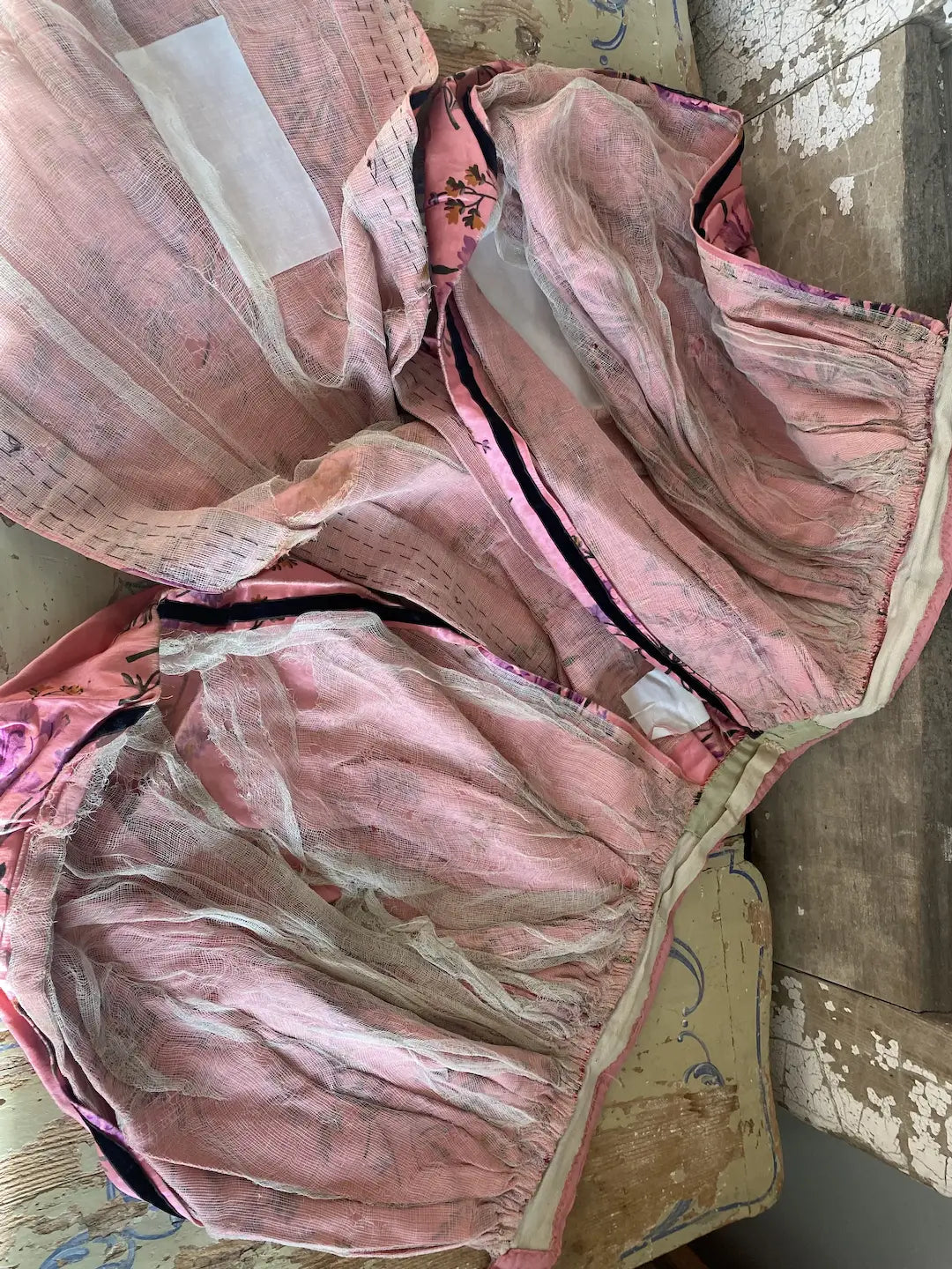 Antique French Theater Costume Pink Silk