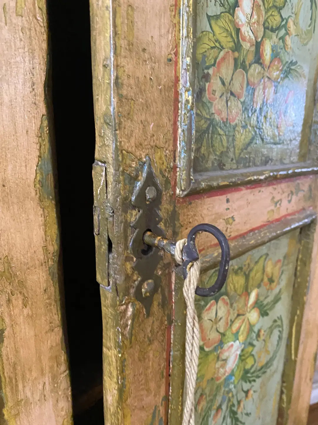 Antique Late 1700s-1800s Hand Painted European Cabinet Armoire