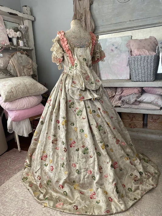 Antique Victorian 18th Century Revival Court Gown Dress