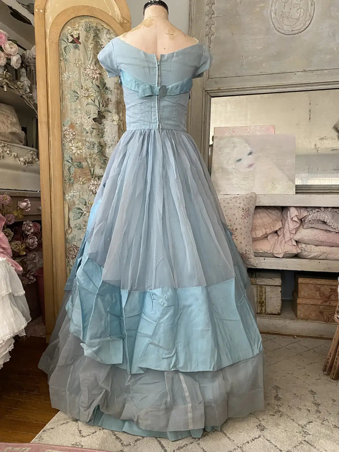 Vintage Cinderella Blue Prom Dress