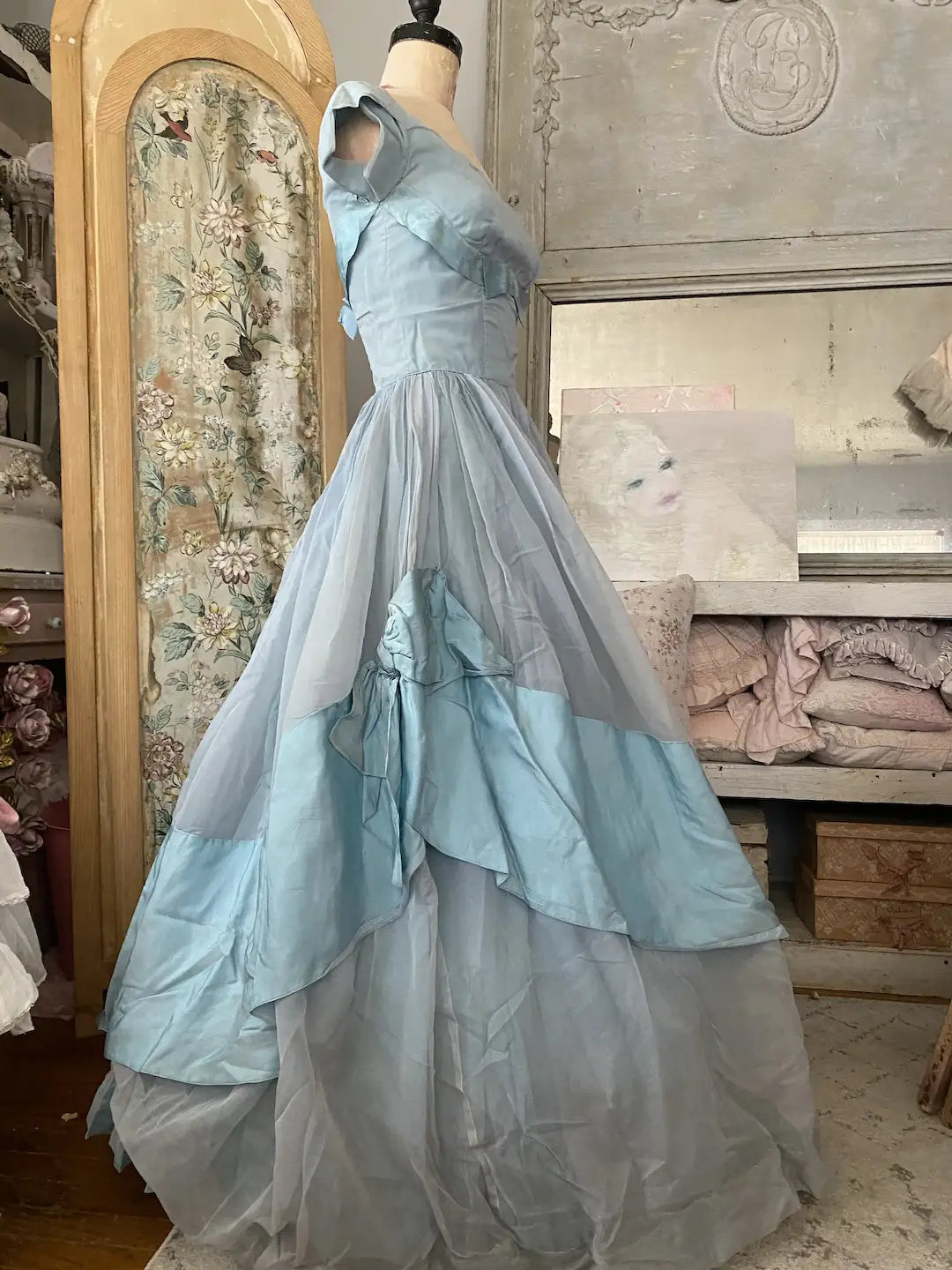 Vintage Cinderella Blue Prom Dress