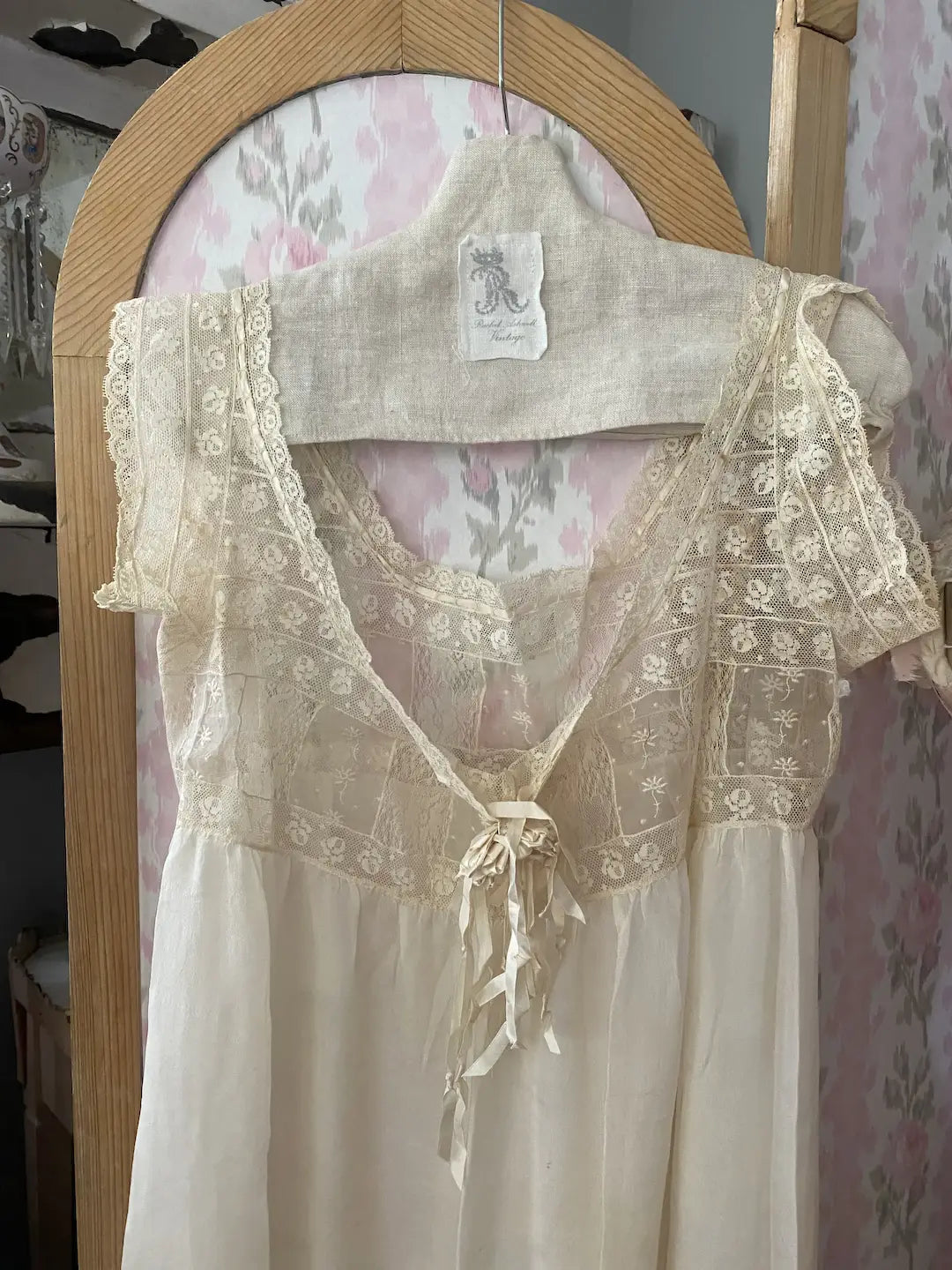 Antique Lace Wedding Trousseau Negligee Night Gown Dress