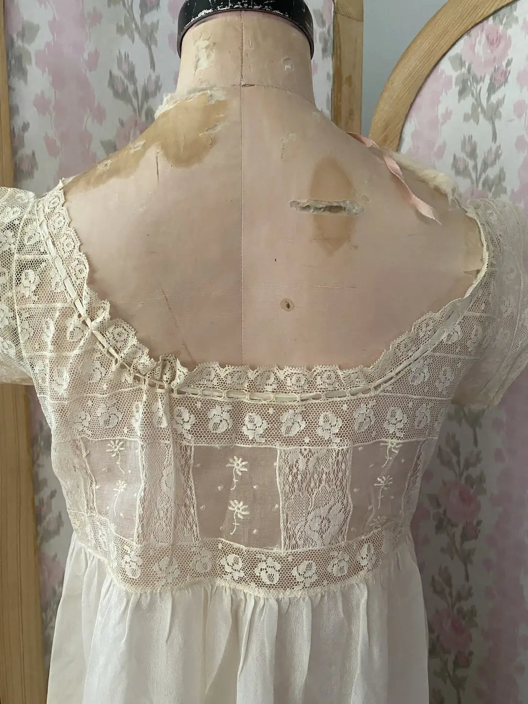 Antique Lace Wedding Trousseau Negligee Night Gown Dress