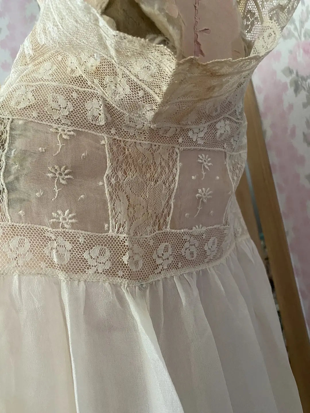 Antique Lace Wedding Trousseau Negligee Night Gown Dress