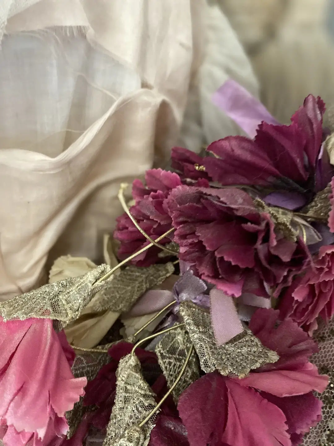 Vintage Headdress Flowers Lace Tulle Showgirl