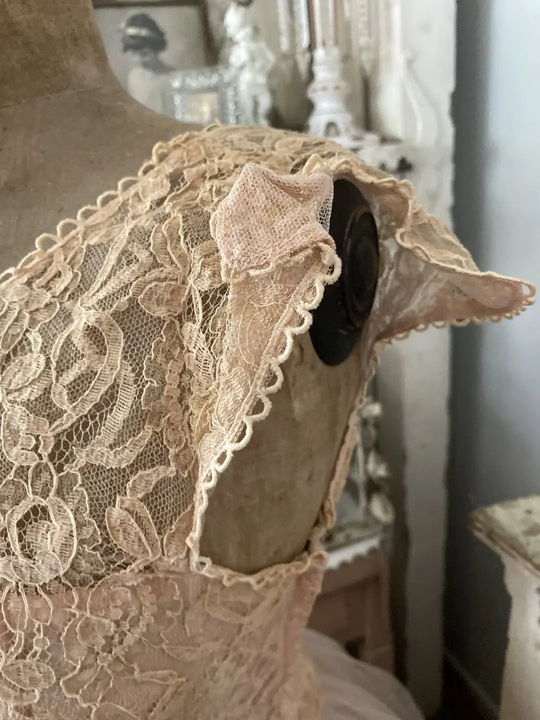Vintage Prom Dress Pink Floral Lace