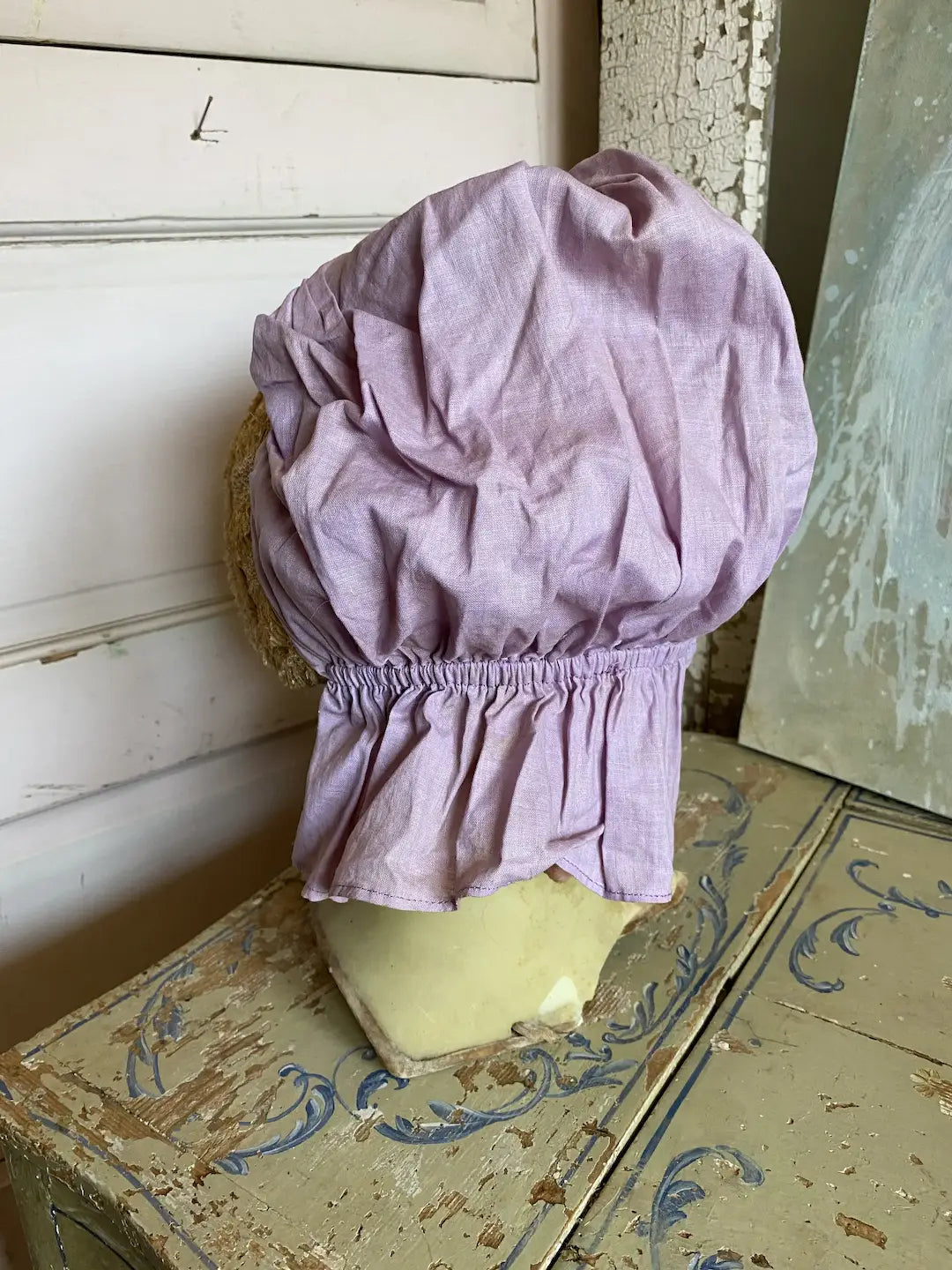 Vintage Lavender Prairie Bonnet Loofah Brim