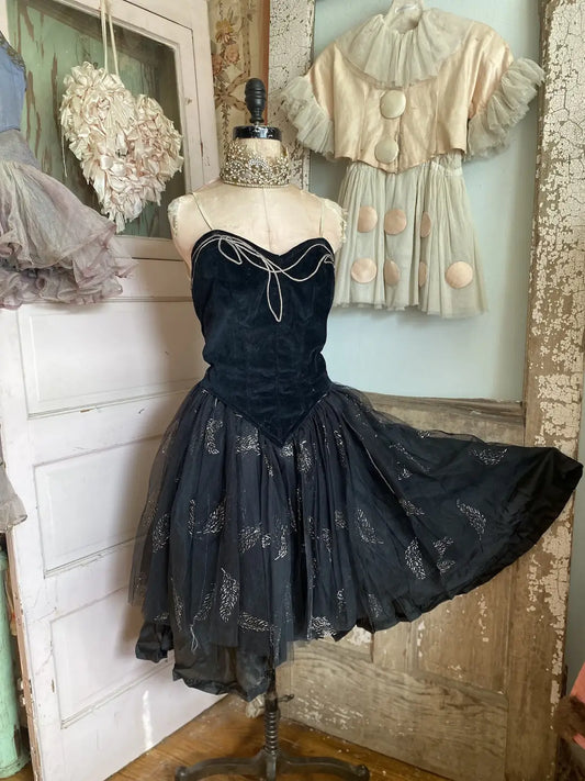 Vintage Ballet Dress Costume Black Velvet