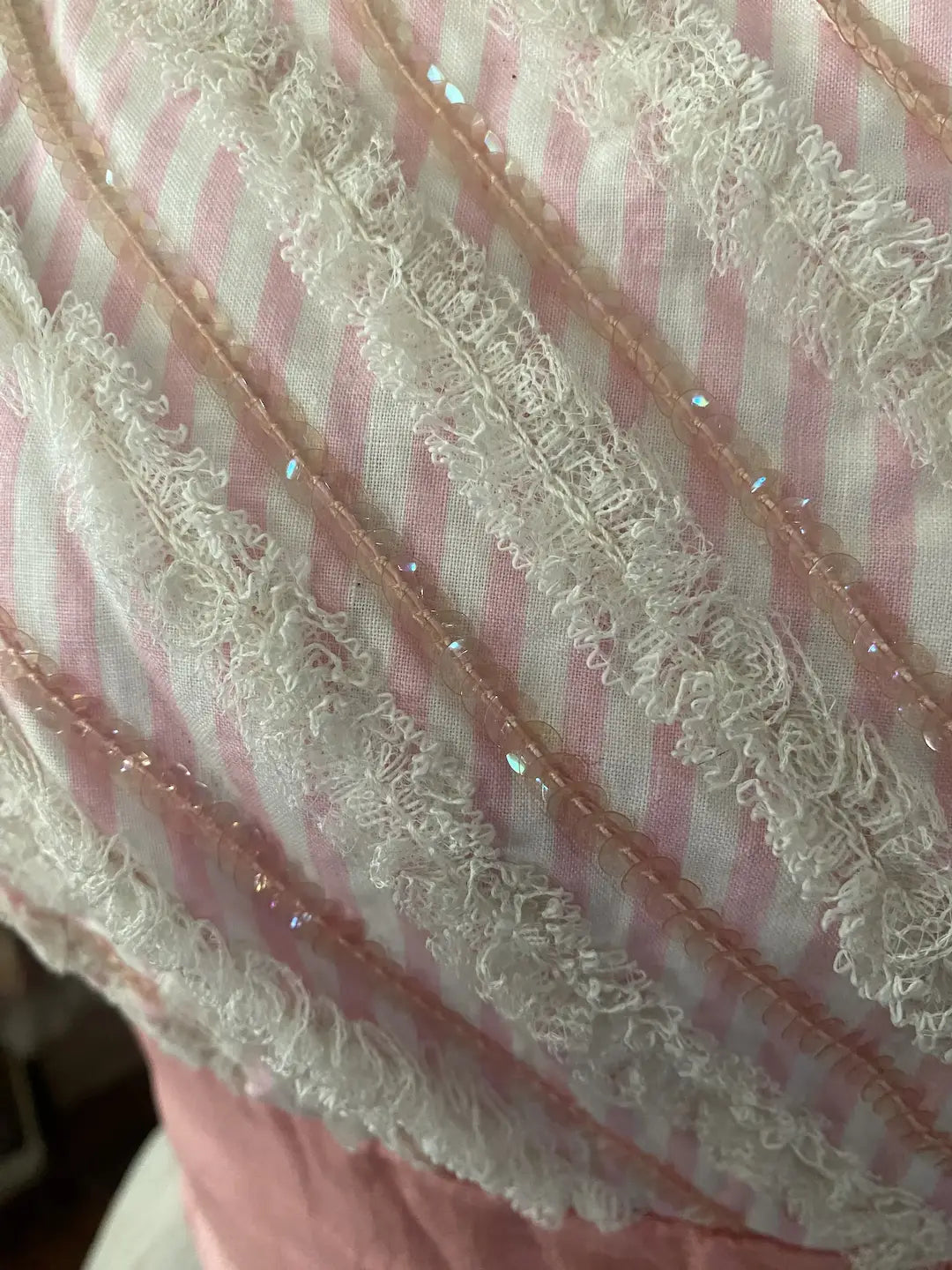 Vintage Candy Stripe Dress Pink White Sequin Stripe