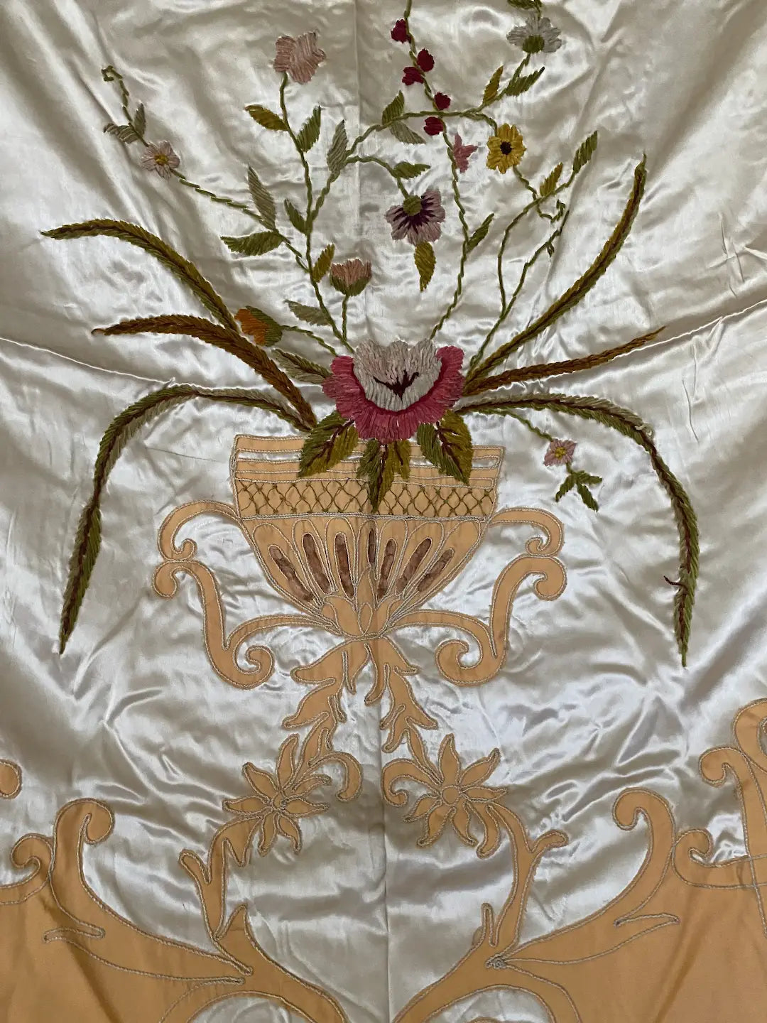 Vintage 1930s Satin Boudoir Bedspread Set