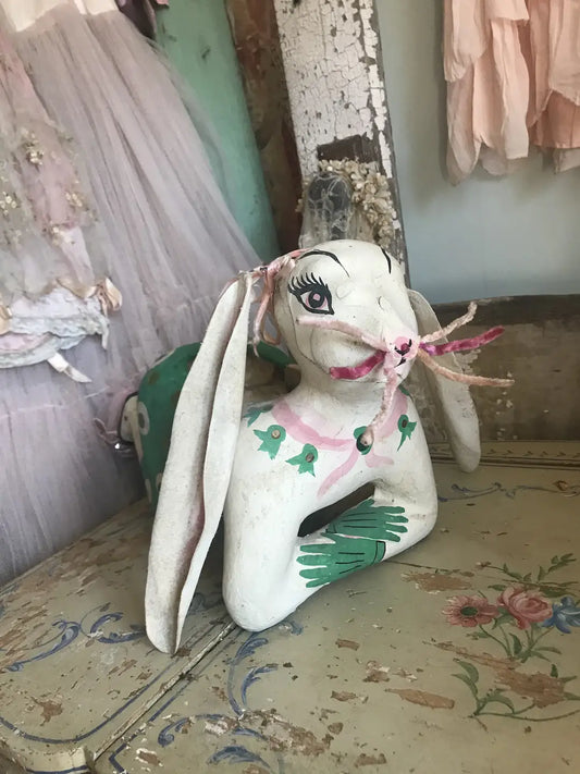 Vintage Easter Bunny Basket Candy Container