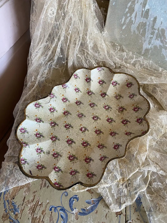 Vintage Floral Shabby Chic Tray Paper Mache Wallpaper Style