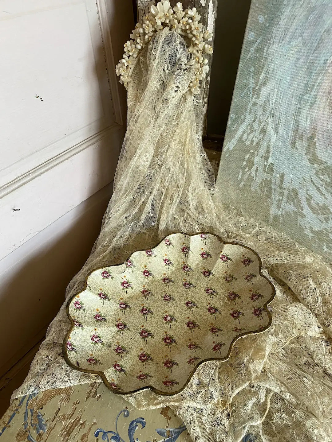 Vintage Floral Shabby Chic Tray Paper Mache Wallpaper Style