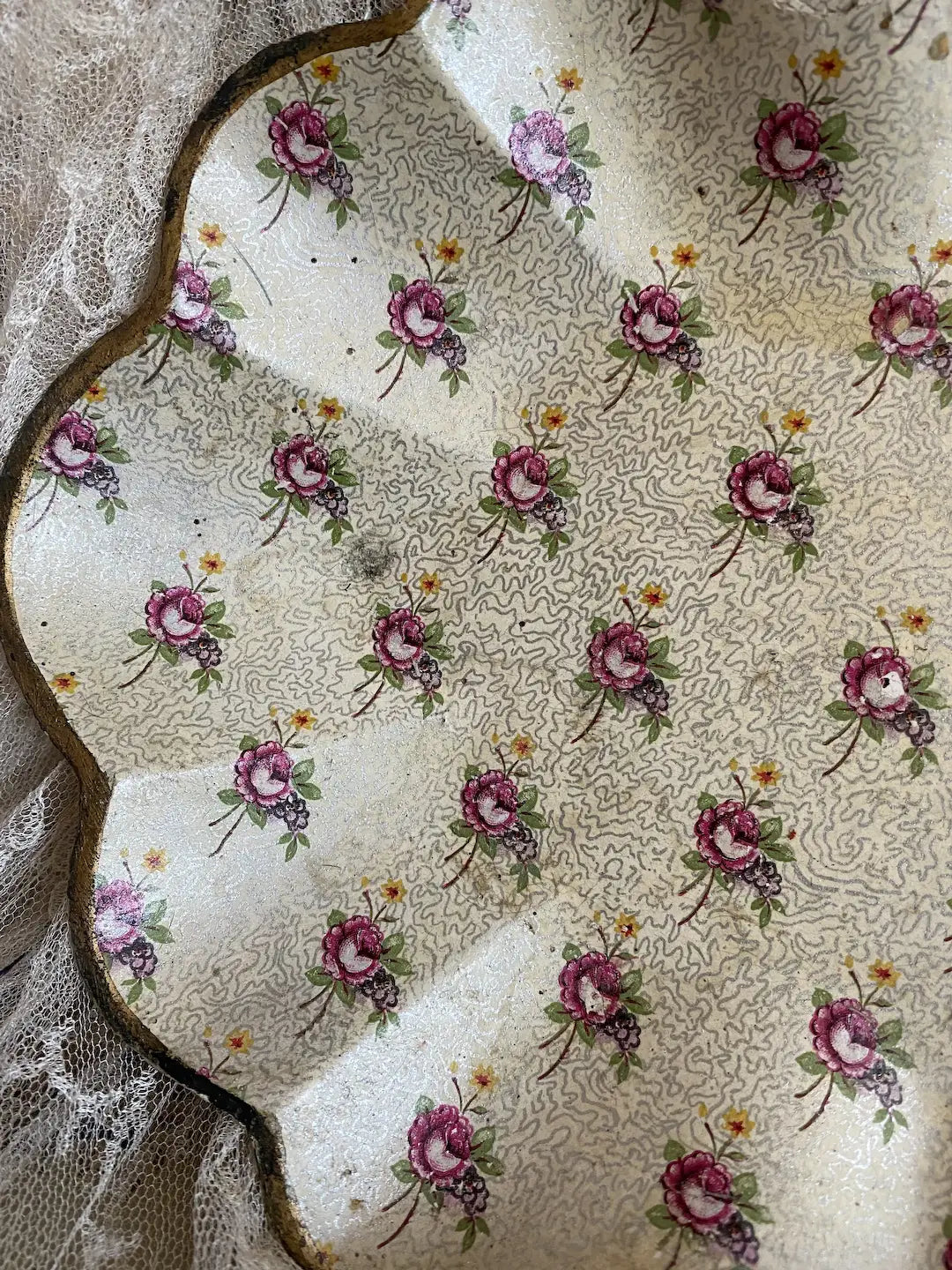 Vintage Floral Shabby Chic Tray Paper Mache Wallpaper Style