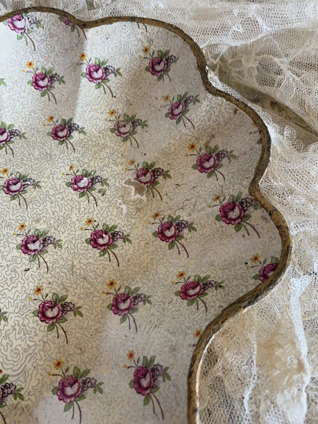 Vintage Floral Shabby Chic Tray Paper Mache Wallpaper Style