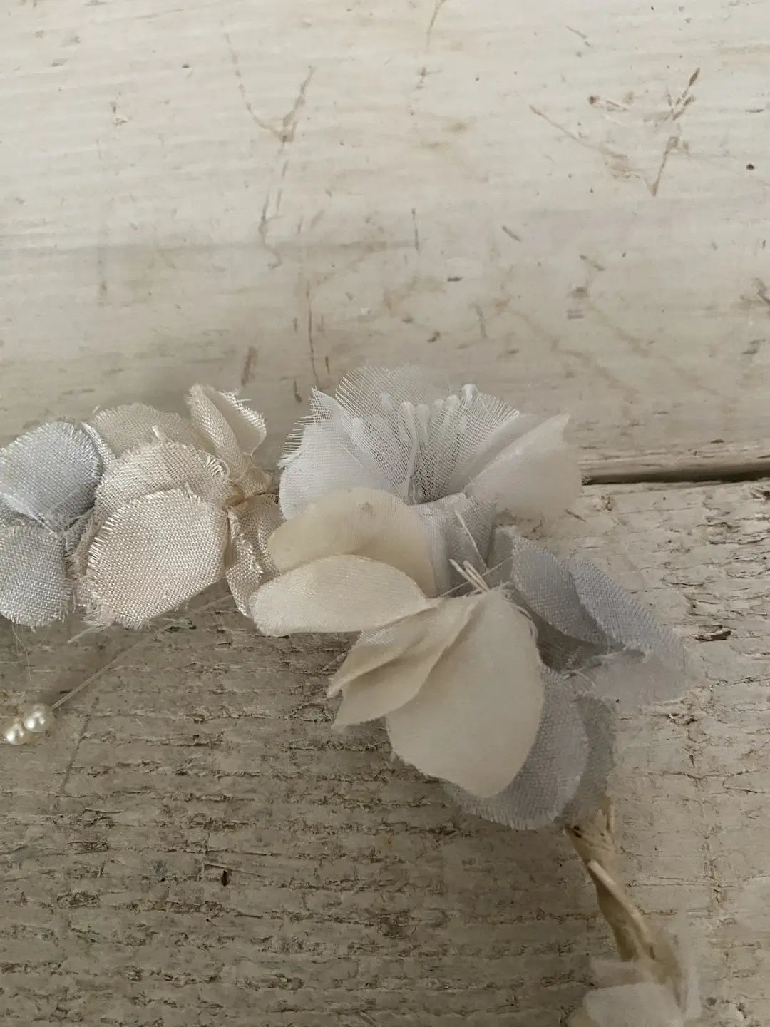 Vintage Flower Crown Blue White Iridescent Shabby Chic