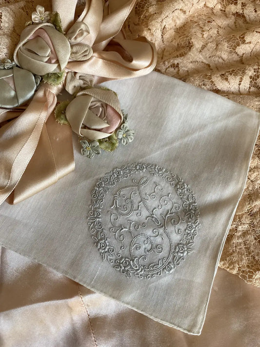 Vintage Hankie Linen Monogram Letter J