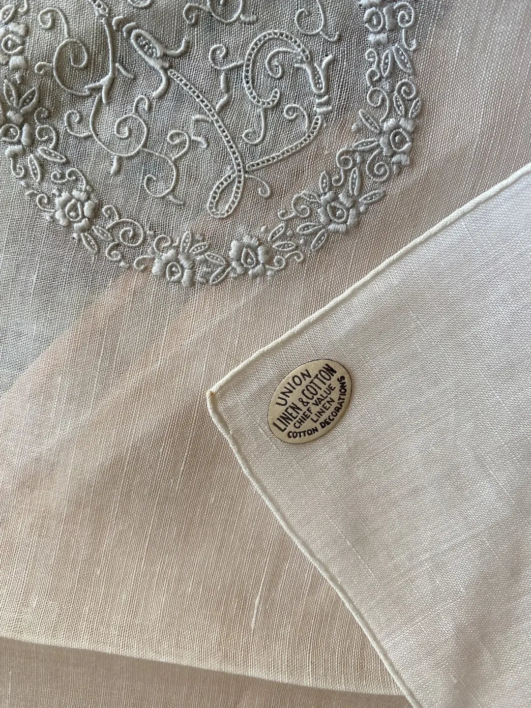 Vintage Hankie Linen Monogram Letter J