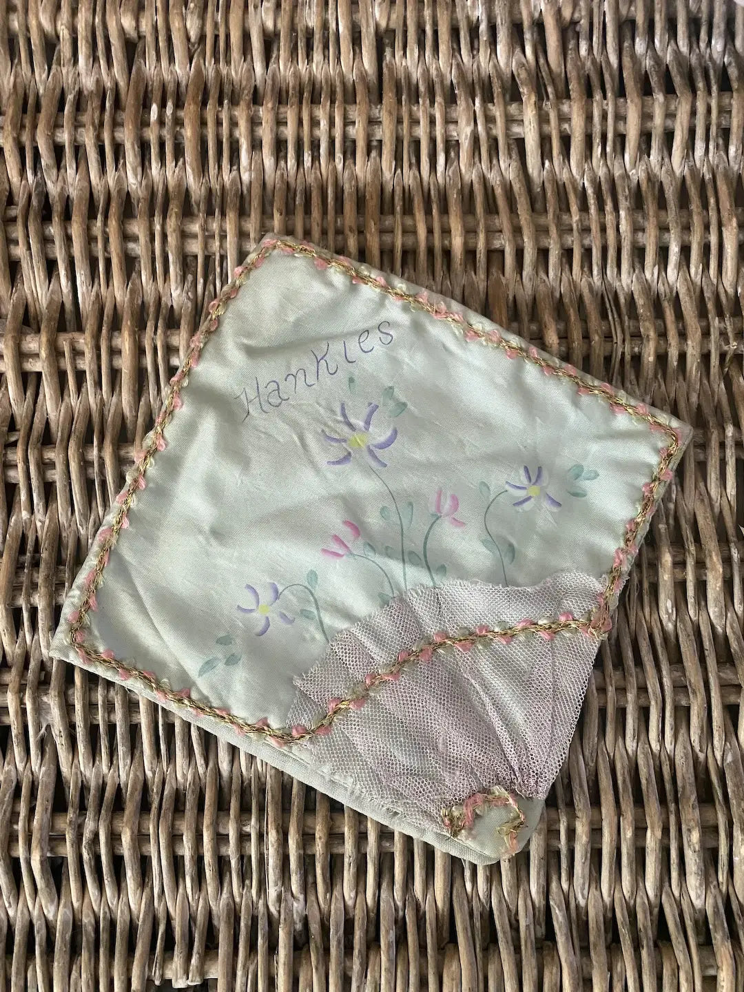 Vintage Pale Blue Hankie Holder