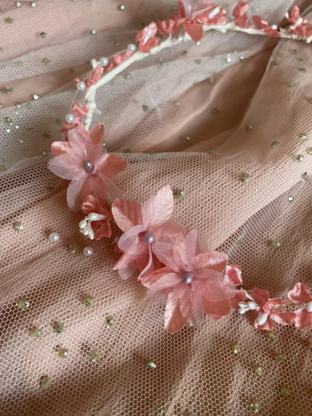 Vintage Petite Coral Peach Flower Crown