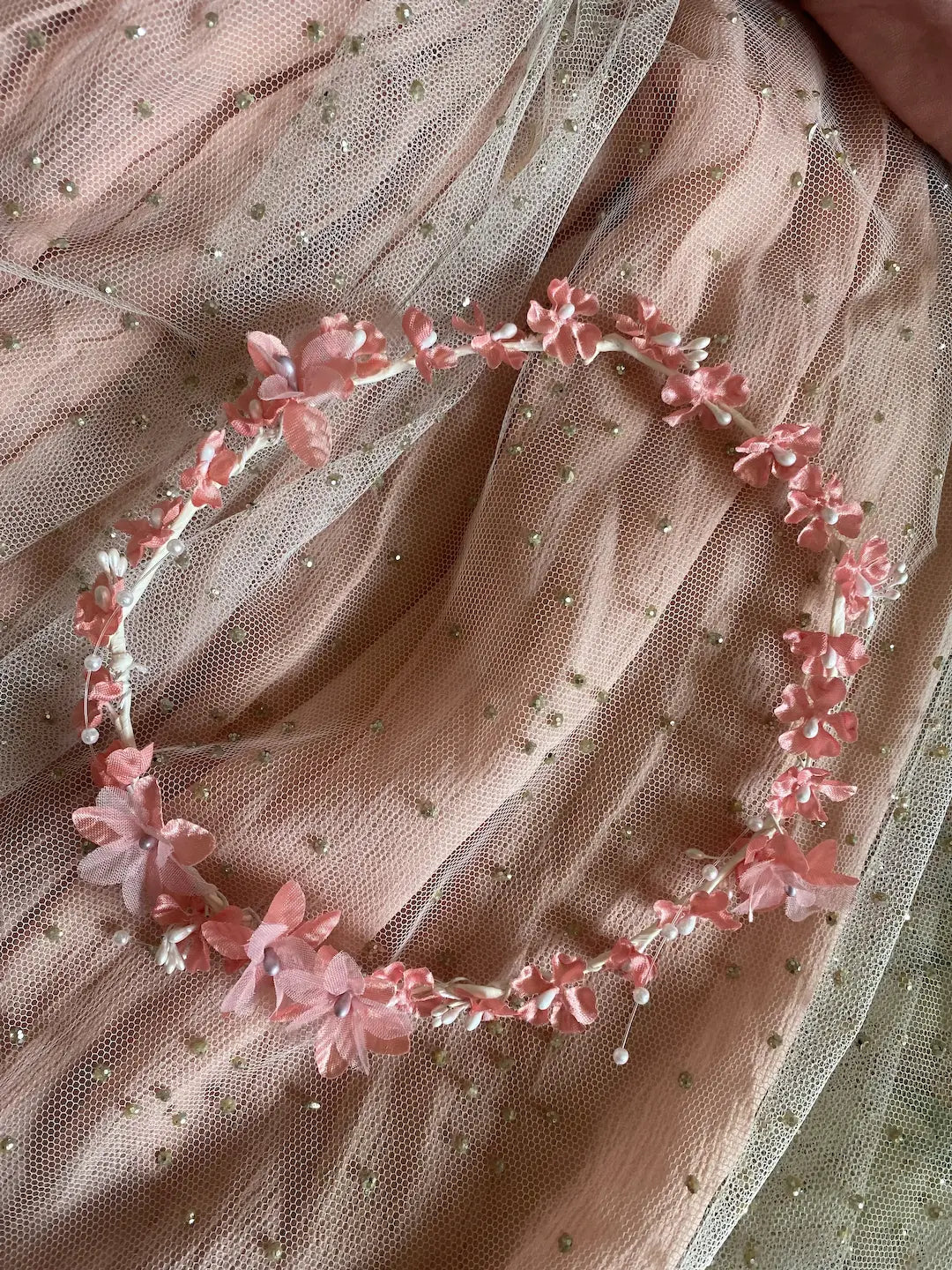 Vintage Petite Coral Peach Flower Crown