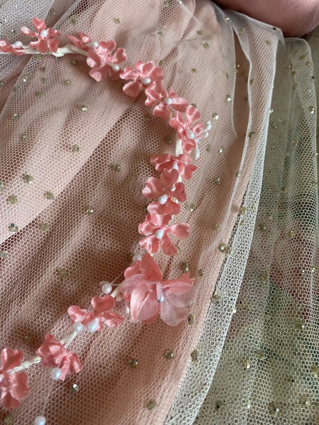 Vintage Petite Coral Peach Flower Crown