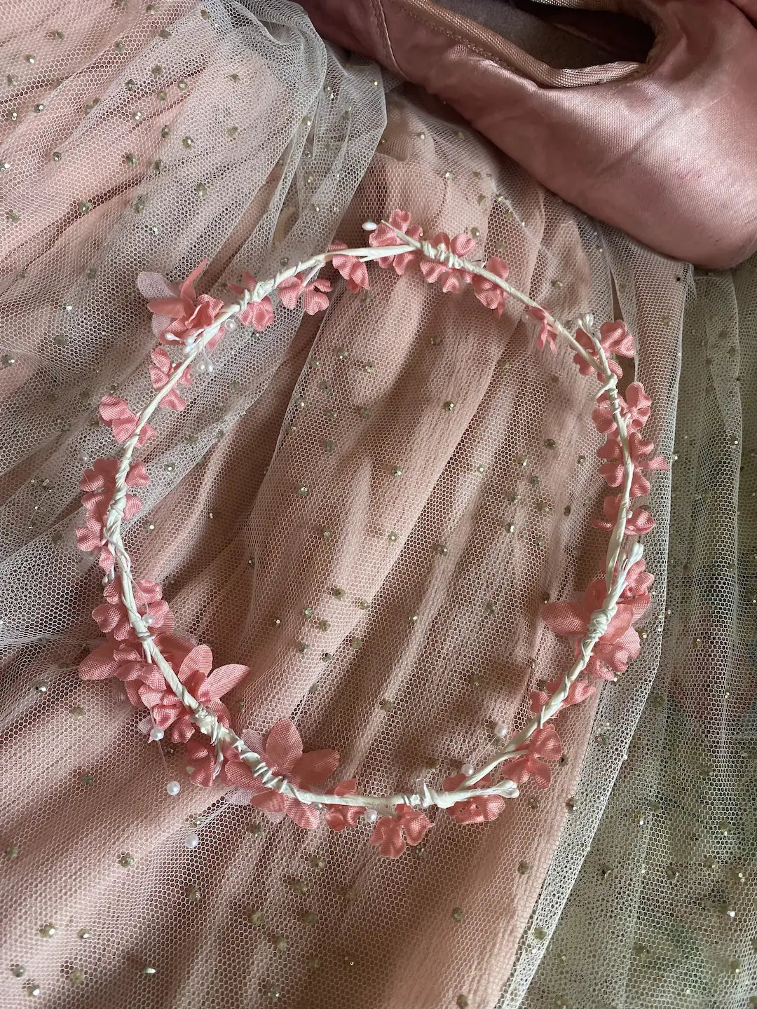 Vintage Petite Coral Peach Flower Crown